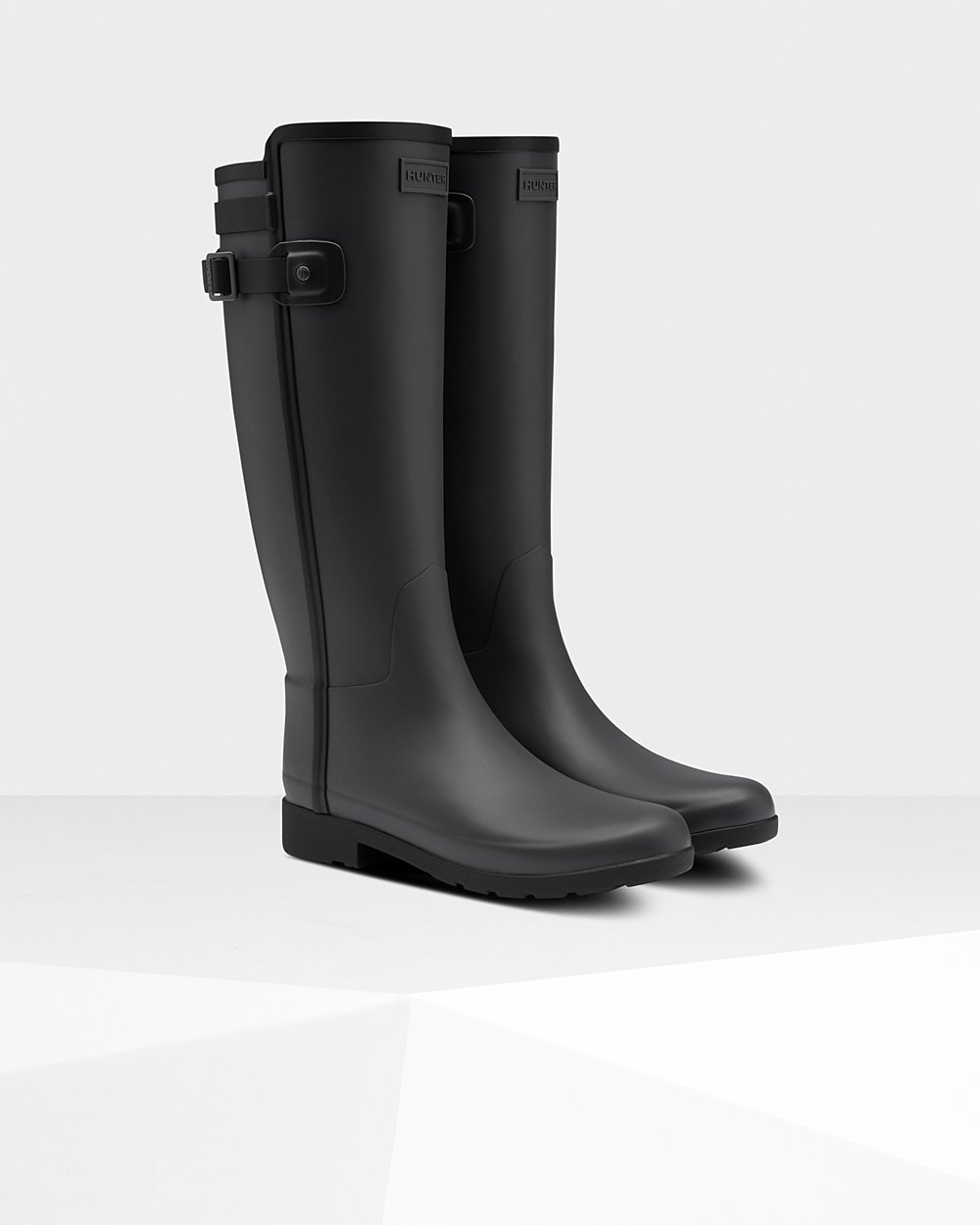 Womens Hunter Tall Rain Boots Black - Refined Slim Fit Contrast - 5892637-ZN